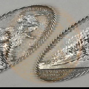 1844 Swiss Shooting Medal 38mm Silver Uncertified R-87b m-53: 1844 Swiss Shooting Medal 38mm Silver Uncertified R-87b m-53 This exquisite 1844 Swiss Shooting Medal features a composition of silver and showcases intricate craftsmanship from Switzerland. The medal
