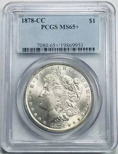 1878 CC Morgan Silver Dollar PCGS MS65+ Uncirculated Carson City: 1878 CC Morgan Silver Dollar PCGS MS65+ Uncirculated Carson City This 1878 CC Morgan Silver Dollar is a stunning example of numismatic excellence, certified by PCGS with a grade of MS 65+. Struck in s