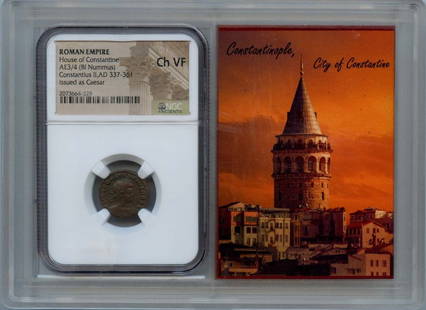 NGC Certified Ancient Roman AE3/4 Coin VF30: NGC Certified Ancient Roman AE3/4 Coin VF30 This Ancient Roman AE3/4 (BI Nummus) coin features a certification from NGC, graded at VF30. It showcases the historical significance of Roman currency and