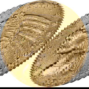 1915-P Indian Gold $5 Coin PCGS MS63 Uncirculated Strong Strike: 1915-P Indian Gold $5 Coin PCGS MS63 Uncirculated Strong Strike This stunning 1915-P Indian Gold $5 coin features superb eye appeal and a strong strike, showcasing its exquisite design and craftsmansh
