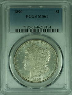 1890 Morgan Silver Dollar Coin PCGS MS61 Philadelphia Mint Silver: 1890 Morgan Silver Dollar Coin PCGS MS61 Philadelphia Mint Silver This 1890 Morgan Silver Dollar is a stunning piece for collectors, showcasing the classic design that has made it one of the most popu