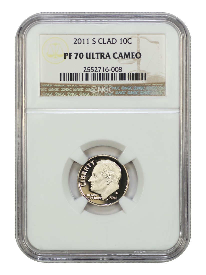 2011-S NGC PR70DCAM Roosevelt Dime Uncirculated Coin: 2011-S NGC PR70DCAM Roosevelt Dime Uncirculated Coin This 2011-S Roosevelt Dime is a remarkable example of numismatic excellence, graded PR70DCAM by NGC, ensuring its status as an uncirculated coin wi