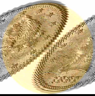 1897 $10 Gold Liberty Head Coin by Christian Gobrecht AU Uncertified: 1897 $10 Gold Liberty Head Coin by Christian Gobrecht AU Uncertified This 1897 $10 Gold Liberty Head coin features the iconic design by Christian Gobrecht and is composed of 90% gold and 10% copper. W