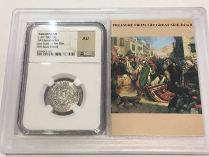 Tabaristan AR Hemidrachm NGC AU Rare Ancient Coin: Tabaristan AR Hemidrachm NGC AU Rare Ancient Coin This Tabaristan AR Hemidrachm is a rare ancient coin certified by NGC, graded as Almost Uncirculated (AU). The coin features a denomination of AR Dena