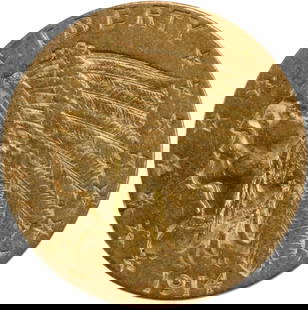 1914 $2.50 Gold Indian Coin by Bela Lyon Pratt EF Uncertified: 1914 $2.50 Gold Indian Coin by Bela Lyon Pratt EF Uncertified This 1914 $2.50 Gold Indian coin features a stunning design by Bela Lyon Pratt, showcasing the rich history of American coinage. This coin