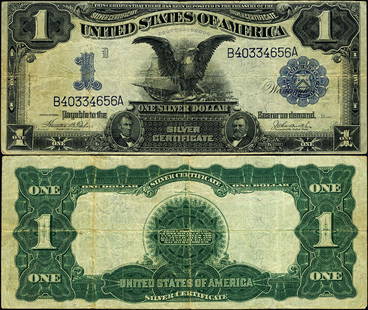 1899 $1 Silver Certificate VF Circulated Note: 1899 $1 Silver Certificate VF Circulated Note This 1899 $1 Silver Certificate is a prime example of currency from the late 19th century. Classified as circulated, it boasts a Very Fine (VF) grade, ind