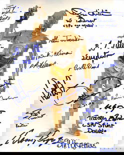 C-3PO Signed 8x10 Photo with 15 Rare Signatures Beckett LOA: C-3PO Signed 8x10 Photo with 15 Rare Signatures Beckett LOA This exceptional piece is an autographed 8x10 color photograph of C-3PO, featuring signatures from key members of the production team behind