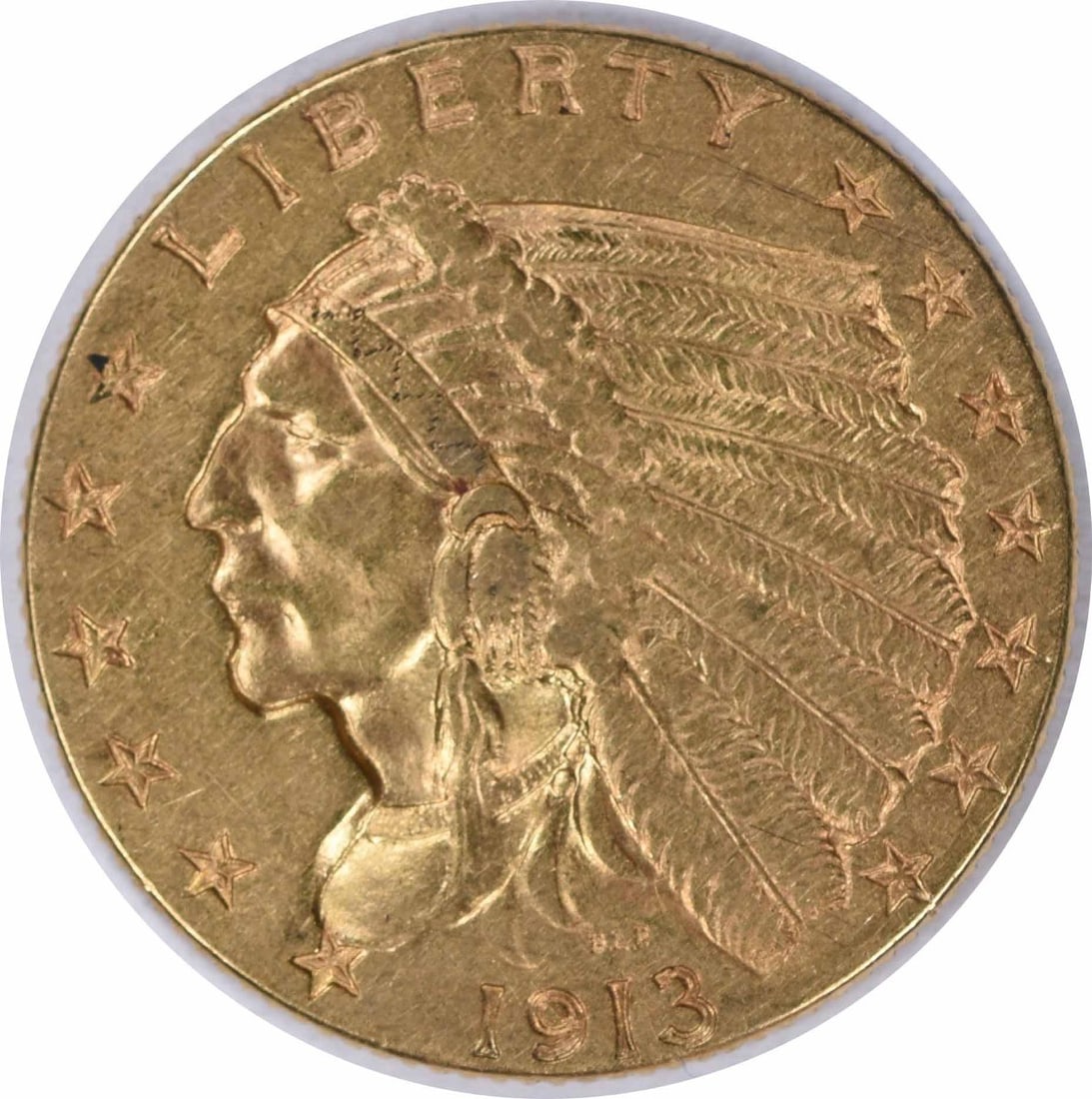 1913 $2.50 Gold Indian Coin by Bela Lyon Pratt AU Uncertified: 1913 $2.50 Gold Indian Coin by Bela Lyon Pratt AU Uncertified This 1913 $2.50 Gold Indian coin showcases a striking design by Bela Lyon Pratt, reflecting the craftsmanship of its era. The coin is comp