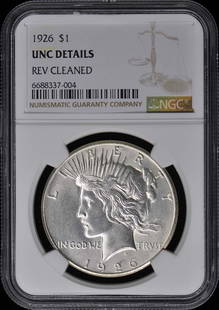 1926 Peace Dollar NGC UNC Certified Coin Philadelphia Mint: 1926 Peace Dollar NGC UNC Certified Coin Philadelphia Mint This 1926 Peace Dollar is certified by NGC, showcasing its Uncirculated condition with the certification number 6688337004. Minted in Philade