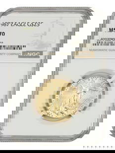 1987 NGC MS70 $25 Gold Eagle Coin Philadelphia Mint: 1987 NGC MS70 $25 Gold Eagle Coin Philadelphia Mint This 1987 $25 Gold Eagle coin is a remarkable piece, certified by NGC with a perfect grade of MS70, indicating it is in uncirculated condition. Mint