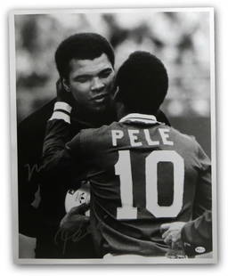 Muhammad Ali Pele Signed 16X20 Photo Authenticated by Online Authentics: Muhammad Ali Pele Signed 16X20 Photo Authenticated by Online Authentics Celebrate the iconic legacies of two sports legends with this Muhammad Ali and Pele signed autographed 16X20 photo. This origina