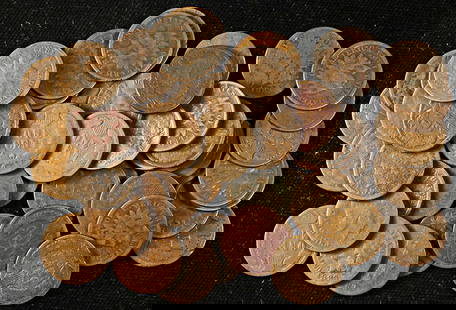 1883 Indian Cents 50pc Bulk Lot Circulated Copper Coins: 1883 Indian Cents 50pc Bulk Lot Circulated Copper Coins This bulk lot features 50 pieces of 1883 Indian Cents, all in circulated condition. Each coin is made of copper and is pre-owned, showcasing the