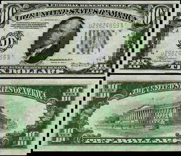 1934-A $10 Federal Reserve Note Mule Cleveland D-A Block AU+: 1934-A $10 Federal Reserve Note Mule Cleveland D-A Block AU+ This 1934-A Federal Reserve Note features a denomination of $10 and falls under the category of circulated currency. Graded AU+ (About Unci