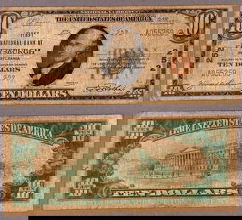 1929 T-2 $10 National Bank Note First National Bank Pittsburgh PA: 1929 T-2 $10 National Bank Note First National Bank Pittsburgh PA This is a $10 National Bank Note from 1929, specifically the T-2 series, issued by the First National Bank in Pittsburgh, PA. The note
