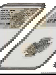 Ancient Roman Antonia Denarius AD 37 NGC VF Rare Coin: Ancient Roman Antonia Denarius AD 37 NGC VF Rare Coin This Ancient Roman AR Denarius featuring Antonia (AD 37) is a remarkable piece of history. Certified by NGC with a grade of VF (Very Fine), this c