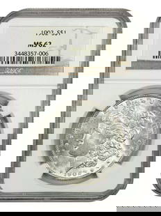 1902 Morgan Dollar NGC MS62 Uncirculated Philadelphia Mint: 1902 Morgan Dollar NGC MS62 Uncirculated Philadelphia Mint This 1902 Morgan Dollar, certified by NGC with a grade of MS62, offers a stunning example of this classic coin. The coin is in uncirculated c