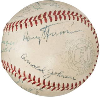 Historic Signed Baseball by Truman Cobb Foxx Speaker PSA DNA: Historic Signed Baseball by Truman Cobb Foxx Speaker PSA DNA This remarkable signed baseball features the autographs of legendary baseball figures, including President Harry Truman, Ty Cobb, Jimmie Fo