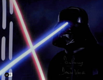 David Prowse Signed 11x14 Darth Vader Photo Beckett Certified: David Prowse Signed 11x14 Darth Vader Photo Beckett Certified This stunning 11x14 color photograph features a dramatic scene of Darth Vader versus Obi-Wan, autographed by the late actor David Prowse,