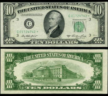 1950-A $10 Federal Reserve Note Philadelphia Choice CU: 1950-A $10 Federal Reserve Note Philadelphia Choice CU This $10 1950-A Federal Reserve Note from Philadelphia showcases a beautiful Choice CU condition, despite being categorized as circulated. It is