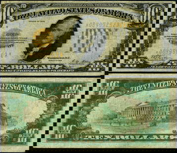 1928 $10 Gold Certificate A-A Block VF Circulated Currency: 1928 $10 Gold Certificate A-A Block VF Circulated Currency This $10 1928 Gold Certificate is a remarkable piece of currency history, classified as a Gold Certificate and in Very Fine (VF) condition. I