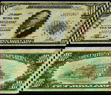 1929 T-1 $10 National Bank Note Paulding Ohio Ch #5862 Fine+: 1929 T-1 $10 National Bank Note Paulding Ohio Ch #5862 Fine+ This 1929 T-1 National Bank Note from Paulding, Ohio, features a denomination of $10. Graded as Fine+, this circulated note is a wonderful