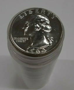 1964 Proof Silver Washington Quarters Roll 40 Coins Uncirculated Philadelphia Mint: 1964 Proof Silver Washington Quarters Roll 40 Coins Uncirculated Philadelphia Mint This listing features a complete roll of 1964 United States Proof Silver Washington Quarters, comprising a total of 4