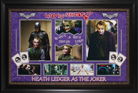 Heath Ledger Signed Framed Photo Big Smile Batman The Dark Knight Beckett COA: Heath Ledger Signed Framed Photo Big Smile Batman The Dark Knight Beckett COA This stunning autographed framed photograph features Heath Ledger in his iconic role as the Joker from Batman: The Dark Kn