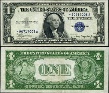 1935-A $1 Silver Certificate Star Note AU+ Uncertified: 1935-A $1 Silver Certificate Star Note AU+ Uncertified This 1935-A $1 Silver Certificate is a notable piece of currency featuring a star designation, which indicates it is part of a replacement series