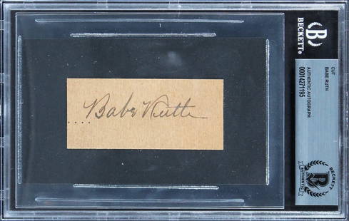 Babe Ruth Autographed 1.5x3.25 Cut Signature New York Yankees JSA BAS: Babe Ruth Autographed 1.5x3.25 Cut Signature New York Yankees JSA BAS This authentic cut signature measures 1.5x3.25 inches and features the legendary Babe Ruth, personally signed by the baseball icon