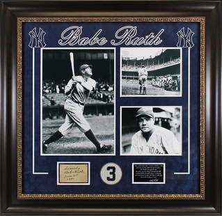 Babe Ruth Signed Framed 3x4.25 Cut Signature PSA Mint 9 Yankees: Babe Ruth Signed Framed 3x4.25 Cut Signature PSA Mint 9 Yankees This exquisite item features an original cut signature of Babe Ruth, personally inscribed with "Sincerely, June 17th 1940". Graded Mint
