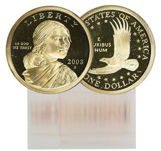 2008-S Proof Sacagawea Dollar 25-Coin Roll Uncirculated San Francisco Mint: 2008-S Proof Sacagawea Dollar 25-Coin Roll Uncirculated San Francisco Mint This 2008-S Proof Sacagawea Dollar 25-Coin Roll features uncirculated coins minted in San Francisco, showcasing the artistry