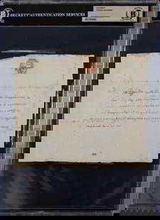 Thomas Jefferson 1824 Signed Handwritten Envelope Beckett Authenticated: Thomas Jefferson 1824 Signed Handwritten Envelope Beckett Authenticated This remarkable piece of history features a 6.25x7.5 handwritten envelope personally signed by Thomas Jefferson, dated June 29,