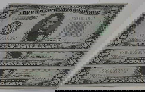1934 $5 Mule FRN Richmond District Consecutive Notes AU: 1934 $5 Mule FRN Richmond District Consecutive Notes AU This listing features a Series 1934 $5 Federal Reserve Note (FRN) known as the 'Mule' from the Richmond District, with consecutive serial number