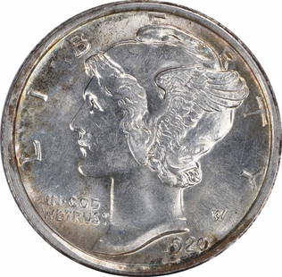 1920 Mercury Silver Dime Choice BU Uncertified 10C No Mint Mark: 1920 Mercury Silver Dime Choice BU Uncertified 10C No Mint Mark This 1920 Mercury Silver Dime features a striking design and is graded as Choice BU, ensuring a high-quality appearance. It is an uncirc