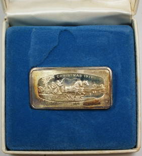 Franklin Mint 1000 Grain Solid Sterling Silver Ingot Christmas 1971: Franklin Mint 1000 Grain Solid Sterling Silver Ingot Christmas 1971 This exquisite 1000 grain ingot is crafted from silver, commemorating the festive spirit of Christmas 1971. It is uncirculated and i