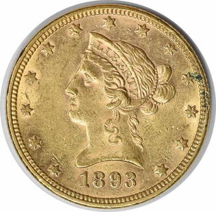 1893 $10 Gold Liberty Head Coin Christian Gobrecht Design AU Uncertified: 1893 $10 Gold Liberty Head Coin Christian Gobrecht Design AU Uncertified This 1893 $10 Gold Liberty Head coin features an impressive design by Christian Gobrecht and is part of the pre-1933 era. The c