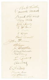Babe Ruth Lou Gehrig 1934 Japan Tour Team Signed Sheet PSA JSA 6.75 x 11.25