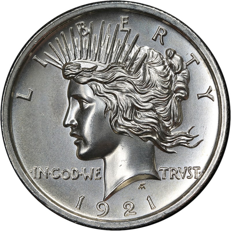 1921 Peace Dollar 1 Ounce Silver Round Ultra High Relief 30mm: 1921 Peace Dollar 1 Ounce Silver Round Ultra High Relief 30mm This 1 Ounce Silver Round features the iconic design of the 1921 Peace Dollar in ultra high relief. Crafted from silver, this round showca