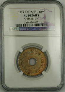 1927 Palestine 10 Mils Coin NGC AU Details Historical Currency: 1927 Palestine 10 Mils Coin NGC AU Details Historical Currency This 1927 Palestine 10 Mils coin showcases a unique piece of history. Certified by NGC with an AU Details grade, this circulated coin exh