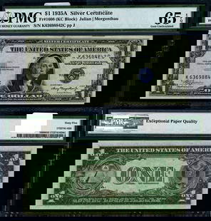 1935-A $1 Silver Certificate PMG CU65 EPQ Gem Quality: 1935-A $1 Silver Certificate PMG CU65 EPQ Gem Quality This uncirculated $1 Silver Certificate from 1935-A is graded as CU65 EPQ by PMG, indicating its exceptional quality. It features a gem condition,