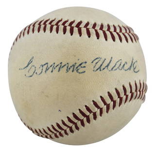 Connie Mack Autographed Harridge OAL Baseball with Beckett COA: Connie Mack Autographed Harridge OAL Baseball with Beckett COA This authentic William Harridge OAL baseball has been personally signed by Connie Mack, the legendary manager of the Philadelphia Athleti