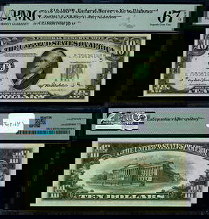 1950-B $10 Federal Reserve Note Richmond PMG CU67 EPQ Superb Gem: 1950-B $10 Federal Reserve Note Richmond PMG CU67 EPQ Superb Gem This 1950-B Federal Reserve Note from Richmond is a remarkable collectible piece, graded CU67 EPQ Superb Gem by PMG. It features a deno
