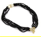 Tiffany & Co. 18k Yellow Gold Bow Pendant Onyx Bead Necklace Vintage