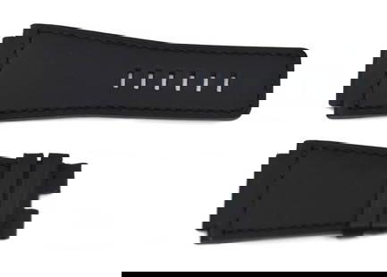 Bell & Ross 24mm Authentic Black Leather Watch Strap: Bell & Ross 24mm Authentic Black Leather Watch Strap This Bell & Ross wristwatch band features a sleek black leather design that brings elegance and durability to your timepiece. With a band width of