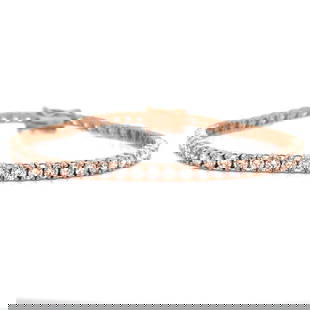 14K Rose Gold 5.20 Ct Diamond Tennis Bracelet with 58 Diamonds: 14K Rose Gold 5.20 Ct Diamond Tennis Bracelet with 58 Diamonds This exquisite tennis bracelet features 58 sparkling diamonds, totaling approximately 5.20 carats, set in luxurious 14K rose gold. The di