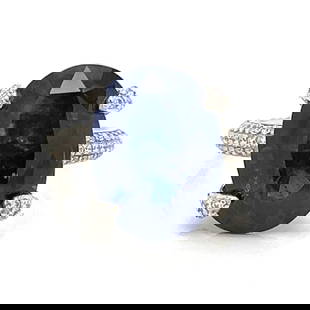 GIA Certified 18K White Gold Ceylon Sapphire Diamond Ring 12.30 Ct: GIA Certified 18K White Gold Ceylon Sapphire Diamond Ring 12.30 Ct This exquisite 18K White Gold ring features a stunning GIA Certified Ceylon Sapphire weighing 12.30 Ct, complemented by approximately