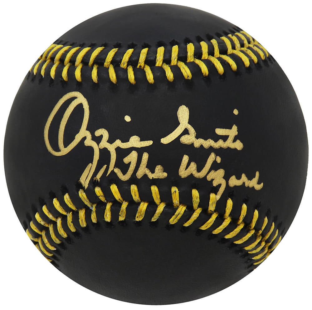Ozzie Smith Signed Rawlings Black MLB Baseball The Wizard COA: Ozzie Smith Signed Rawlings Black MLB Baseball The Wizard COA This is an authentic signed Rawlings official black MLB baseball featuring the legendary Ozzie Smith, inscribed with 'The Wizard'. Ozzie S