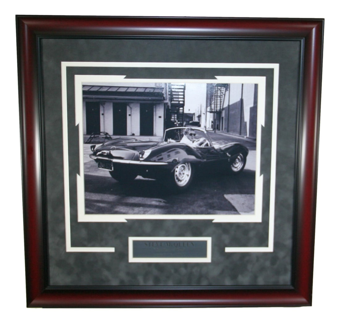 Steve McQueen Framed 23x23 Photo Jaguar D Type XKSS The King of Cool: Steve McQueen Framed 23x23 Photo Jaguar D Type XKSS The King of Cool This stunning framed photograph captures the iconic Steve McQueen with his legendary Jaguar D Type XKSS, epitomizing 'The King of C