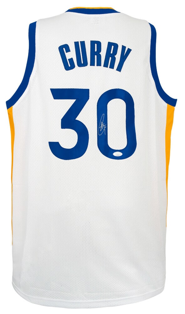 Stephen Curry Signed White Custom Jersey Warriors JSA COA: Stephen Curry Signed White Custom Jersey Warriors JSA COA Own a piece of NBA history with this Stephen Curry signed white custom basketball jersey from the Golden State Warriors. This original jersey 