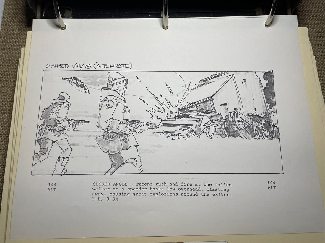 Original Star Wars Empire Strikes Back Hoth Storyboards by Phil Tippett with COA: Original Star Wars Empire Strikes Back Hoth Storyboards by Phil Tippett with COA Explore a remarkable piece of cinematic history with these original production-used storyboards from the iconic film, T
